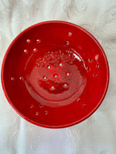 Load image into Gallery viewer, Berry Bowl/Colander:  (Small Speckled Red with Four Flowers)
