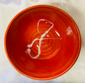 Large Bowl  (Orange with White Accents)