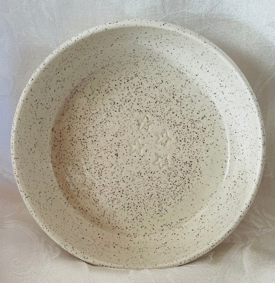 Platter  (White on Speckled Clay with Four Stars)