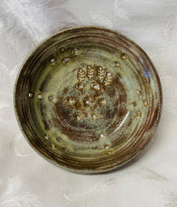 Berry Bowl/Colander:  (Brown/Beige with Four Pine Leaves)