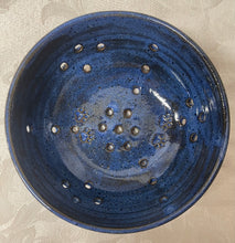 Load image into Gallery viewer, Berry Bowl/Colander:  (Navy Blue/Black on Speckled Clay with Four Paw Prints)

