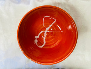 Large Bowl  (Orange with White Accents)