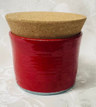 Load image into Gallery viewer, Medium Bowl:  (Holder with Cork Lid:  Speckled Red Tall with Straight Sides)
