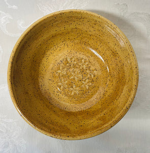 Small Bowl:  (Goldenrod Yellow on Speckled Clay with Eight Bottom Center Flowers)