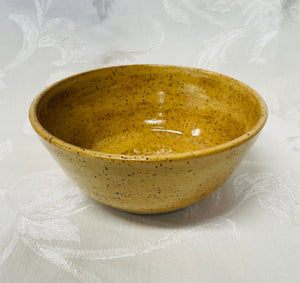 Small Bowl:  (Goldenrod Yellow on Speckled Clay with Eight Bottom Center Flowers)
