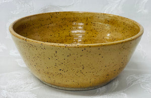 Small Bowl:  (Goldenrod Yellow on Speckled Clay with Eight Bottom Center Flowers)