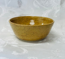 Load image into Gallery viewer, Small Bowl:  (Goldenrod Yellow on Speckled Clay with Eight Bottom Center Flowers)
