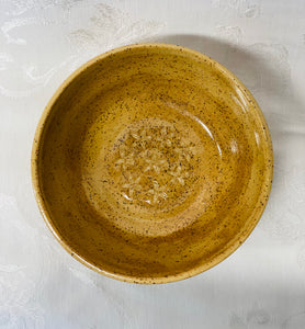 Small Bowl:  (Goldenrod Yellow on Speckled Clay with Eight Bottom Center Flowers)