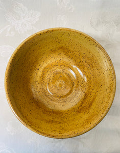 Medium Bowl:  (Goldenrod on Speckled Clay with One Flower on the Bottom)