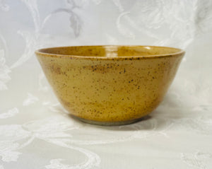 Medium Bowl:  (Goldenrod on Speckled Clay with One Flower on the Bottom)