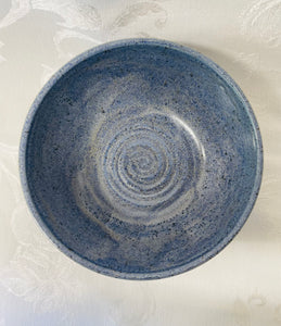 Medium Bowl:  (Blue/Purple with Spiral Center on Speckled Clay)