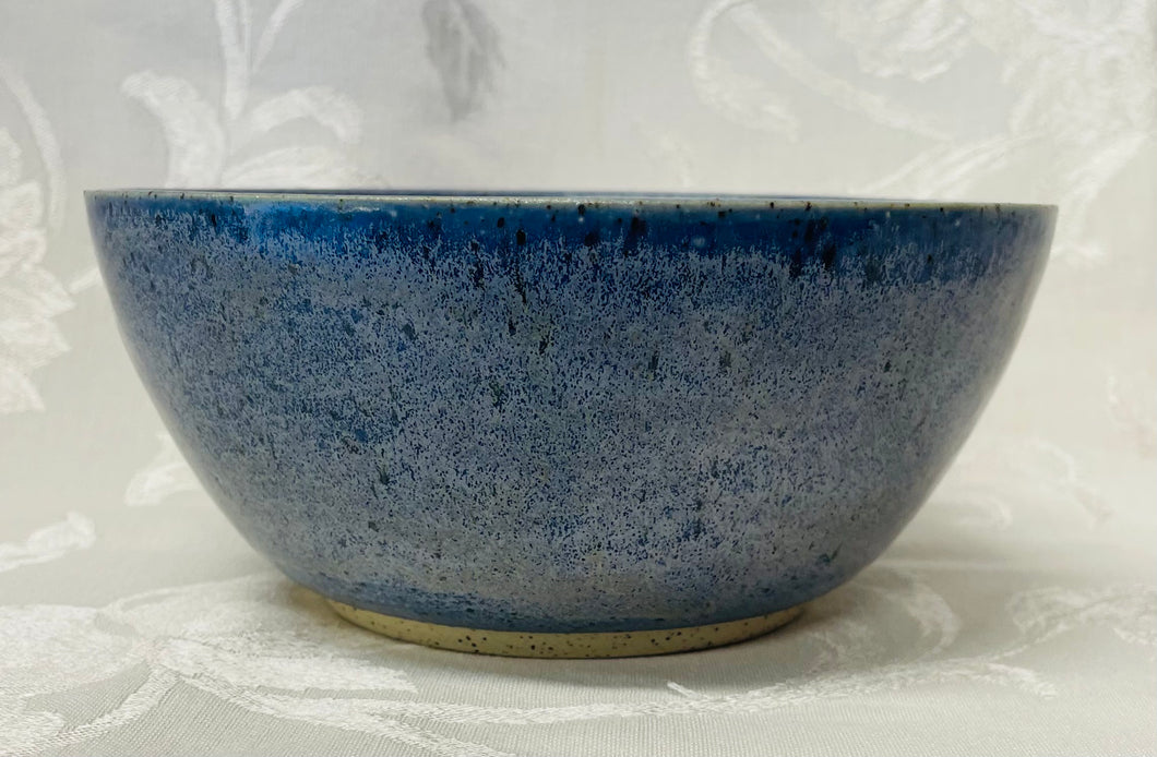 Medium Bowl:  (Blue/Purple with Spiral Center on Speckled Clay)