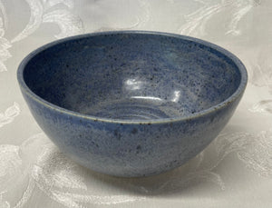 Medium Bowl:  (Blue/Purple with Spiral Center on Speckled Clay)