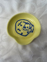 Load image into Gallery viewer, Spoon Rest:  Bright Yellow with a Navy Colored Design
