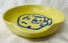 Load image into Gallery viewer, Spoon Rest:  Bright Yellow with a Navy Colored Design
