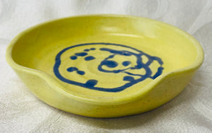 Spoon Rest:  Bright Yellow with a Navy Colored Design