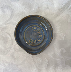 Spoon Rest:  Blue Rutile with Six Stars