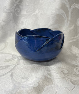 Medium Bowl:  (Azure Blue with a Six Scalloped Edge)