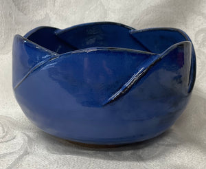 Medium Bowl:  (Azure Blue with a Six Scalloped Edge)