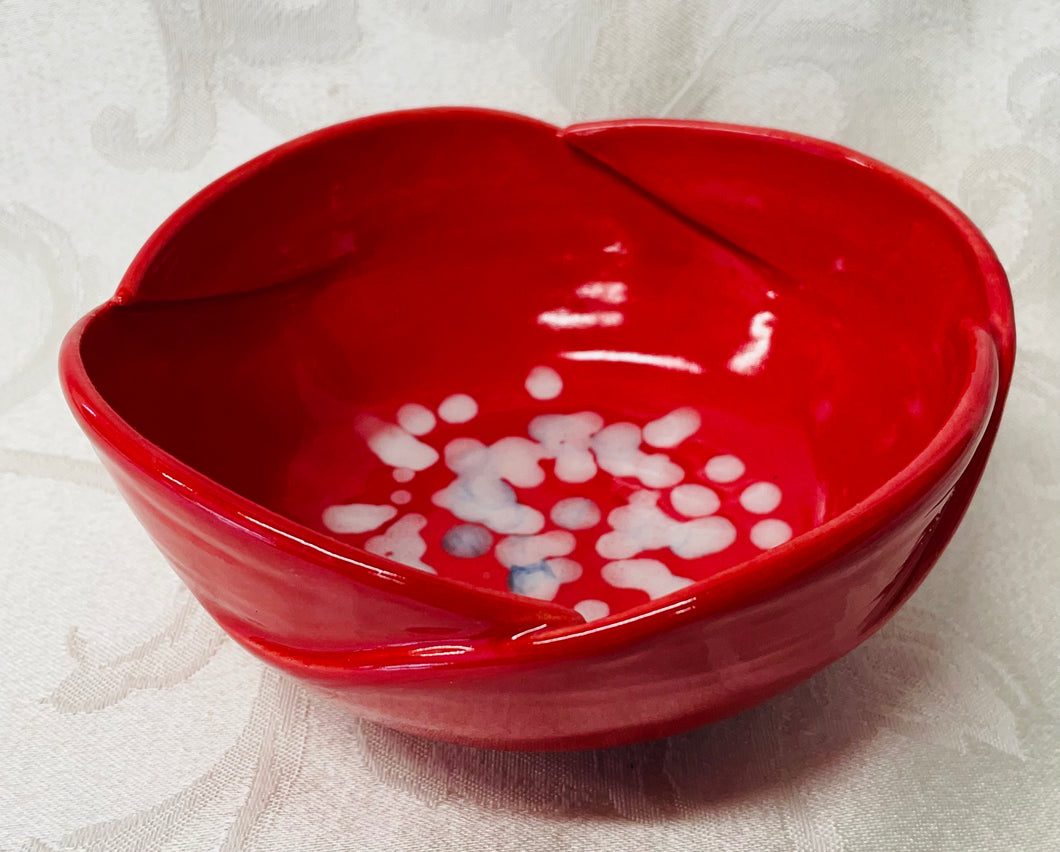 Medium Bowl:  (Bright Red with White Snow Accents)