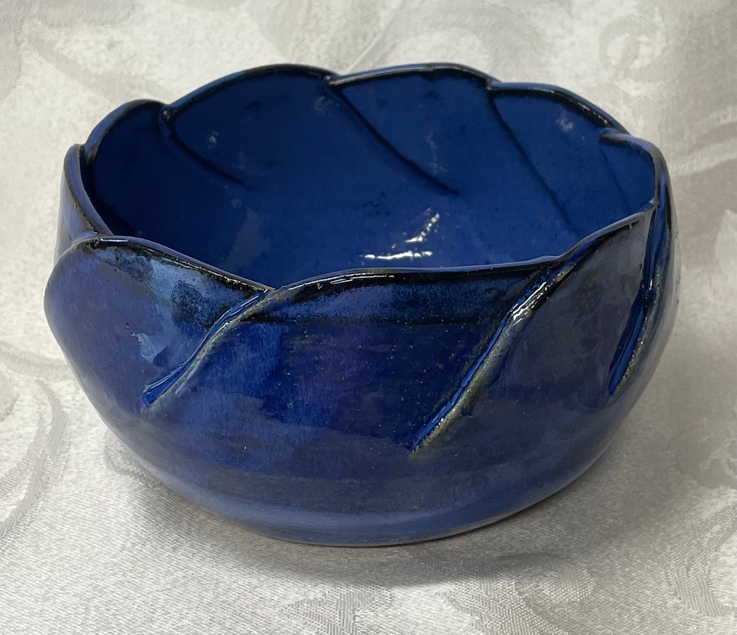 Medium Bowl:  (Azure Blue with Nine Scalloped Edges)