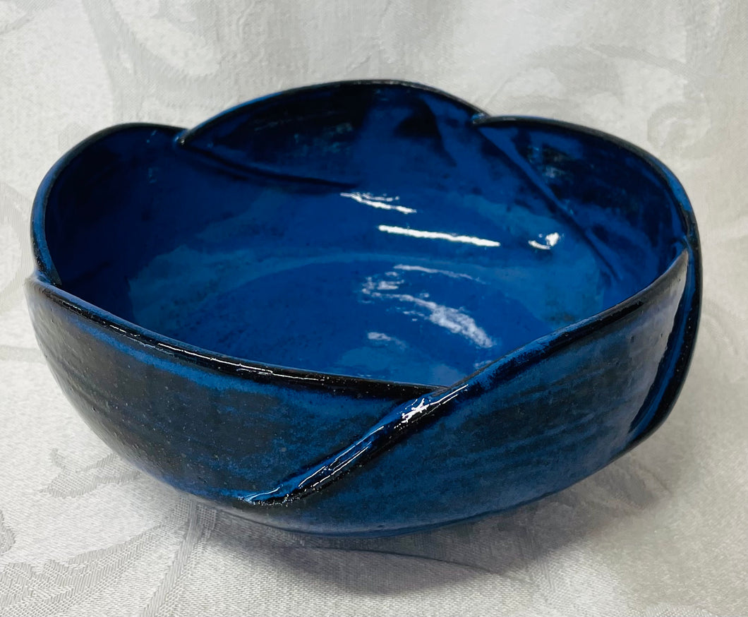 Medium Bowl:  (Azure Blue with Five Scalloped Edges)