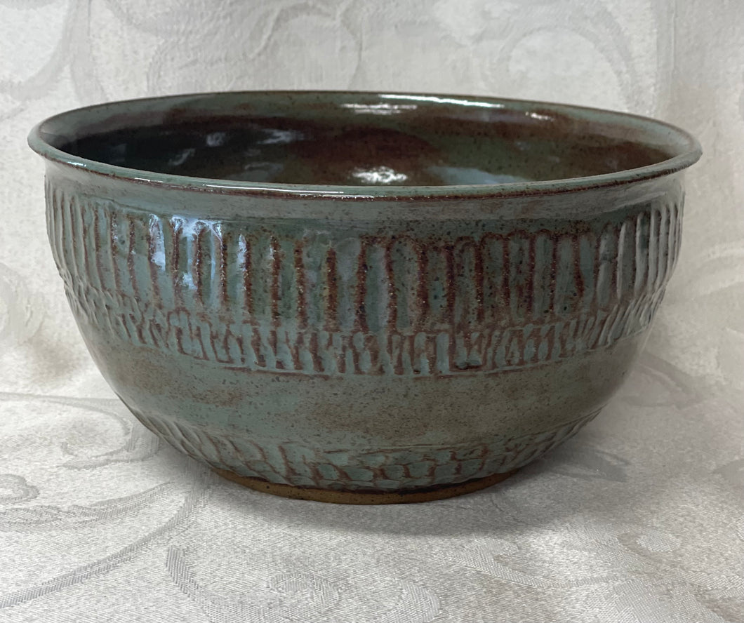 Large Bowl:  (Desert Sage Green Ceramic Bowl with a Textured Design)