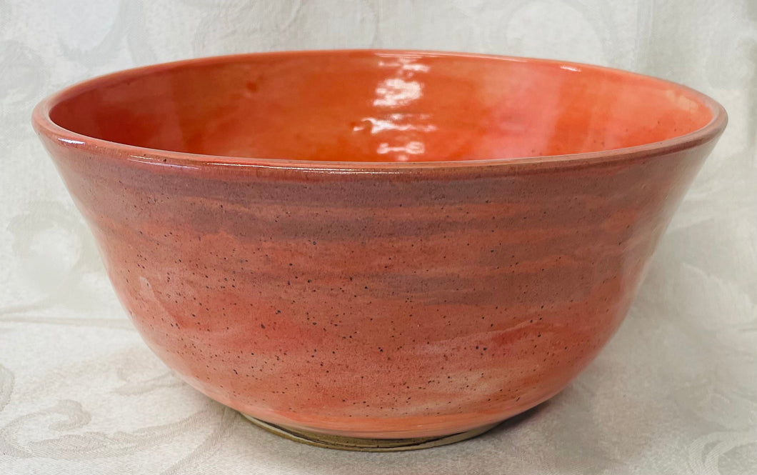 Large Bowl:  (Peach-Colored Ceramic Bowl on Speckled Clay)