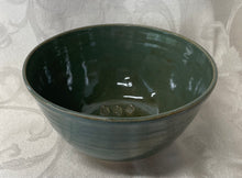 Load image into Gallery viewer, Large Bowl:  (Desert Sage Green Ceramic Bowl with Three Pine Leaves)
