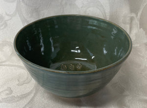 Large Bowl:  (Desert Sage Green Ceramic Bowl with Three Pine Leaves)