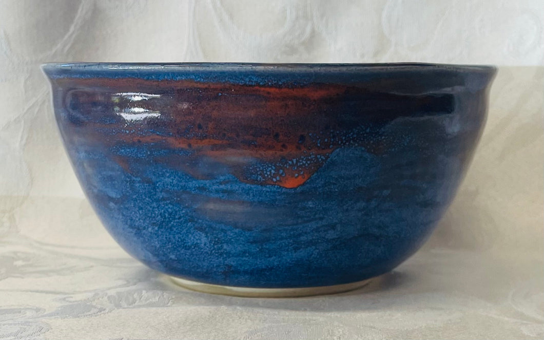 Large Bowl:  (Blue Ceramic Bowl with Orange Accents)