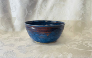 Large Bowl:  (Blue Ceramic Bowl with Orange Accents)
