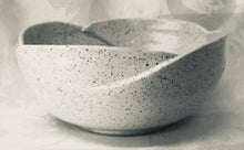 Load image into Gallery viewer, Large Bowl:  (White Ceramic Bowl on Speckled Clay  with Four Scalloped Edges)
