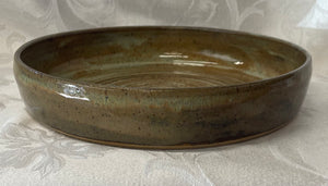 Platter:  (Brown/Beige Ceramic Platter on Speckled Clay)