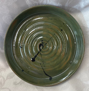 Platter:  (Greenish-Brown Ceramic Platter with Black Accents)