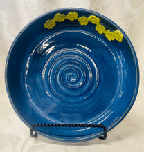 Load image into Gallery viewer, Platter:  (Azure Blue Unique Ceramic Platter with Eight Yellow Flowers)
