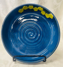 Load image into Gallery viewer, Platter:  (Azure Blue Unique Ceramic Platter with Eight Yellow Flowers)
