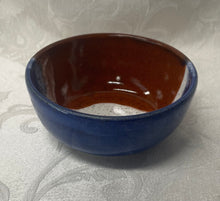 Load image into Gallery viewer, Bowl Set:  (Azure Blue, Orange, and White Ceramic Set on Speckled Clay)

