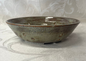 Berry Bowl/Colander:  (Brown/Beige with Four Pine Leaves)