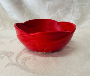Berry Bowl/Colander:  (Matt Red with Scalloped Edges)