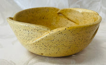 Load image into Gallery viewer, Berry Bowl/Colander:  (Matt Yellow on Speckled Clay with Scalloped Edges)
