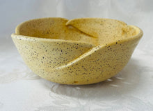 Load image into Gallery viewer, Berry Bowl/Colander:  (Matt Yellow on Speckled Clay with Scalloped Edges)
