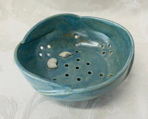 Berry Bowl/Colander:  (Ice Green with Two Seashells plus Scalloped Edges)