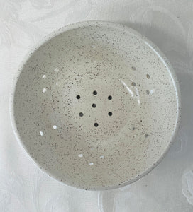 Berry Bowl/Colander:  (White on Speckled Clay)