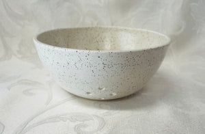 Berry Bowl/Colander:  (White on Speckled Clay)