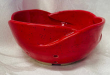 Load image into Gallery viewer, Berry Bowl/Colander:  (Bright Red on Speckled Clay with Scalloped Edges)
