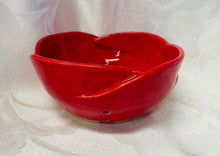 Load image into Gallery viewer, Berry Bowl/Colander:  (Bright Red on Speckled Clay with Scalloped Edges)
