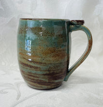 Load image into Gallery viewer, A Mug:  (Desert Sage Green Ceramic Mug with a Leaf Thumb Rest)
