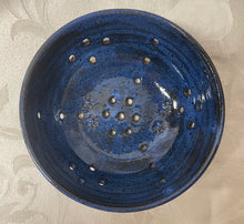 Load image into Gallery viewer, Berry Bowl/Colander:  (Navy Blue/Black on Speckled Clay with Four Paw Prints)
