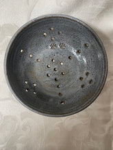 Load image into Gallery viewer, Berry Bowl/Colander:  (Pale Blue on Speckled Clay with Two Paw Prints)

